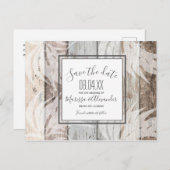 Rustic Wood Beach Palm Tree Bewaar de Data Aankondigingskaart (Voorkant / Achterkant)