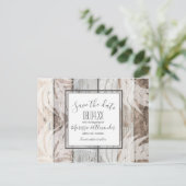 Rustic Wood Beach Palm Tree Bewaar de Data Aankondigingskaart (Staand voorkant)