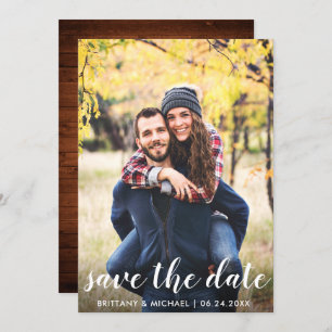 Rustic Wood bespaart de datum van Verloving aankon Save The Date