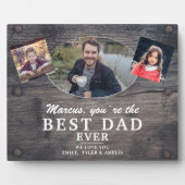 Rustic Wood Best Dad 2 Kinder Fotopriester Day Fotoplaat (Voorkant)