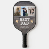 Rustic Wood Best Dad 3 Photo Collage Keepslag Pickleball Paddle (Voorkant)