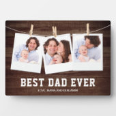 Rustic Wood Best Dad Oog 3 Photo Collage Fotoplaat (voorkant)