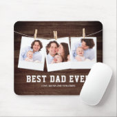 Rustic Wood Best Dad Oog 3 Photo Collage Muismat (Met muis)