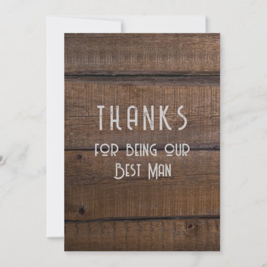 Rustic Wood Beste man Dank je Kaart (Voorkant)