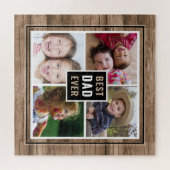 Rustic Wood Beste vader ooit Foto Collage Legpuzzel (Horizontaal)