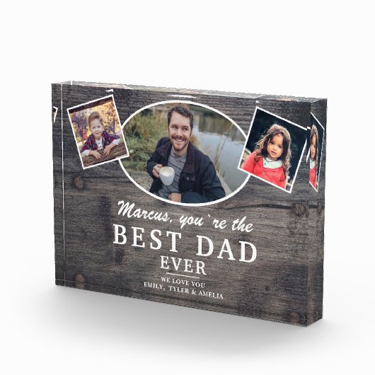 Rustic Wood Beste vader op vaderdag Fotoblokken (Rechts)
