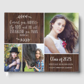 Rustic Wood Bible Verse Fotocollage Afstuderen Gastenboek (Voorkant)