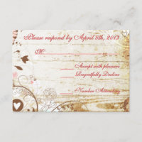 Rustic Wood Birdcage Wedding RSCP Reception Card
