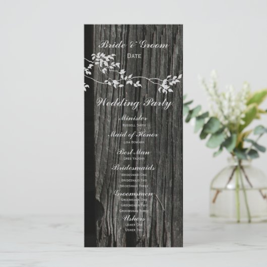 Rustic Wood  Birds Wedding Programma (Staand voorkant)
