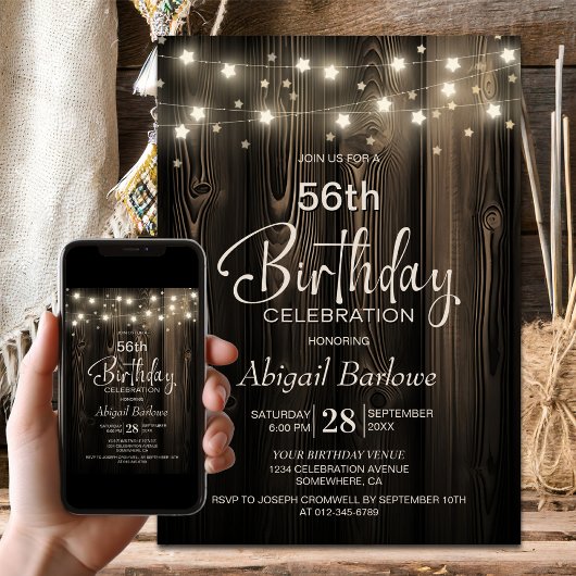 Rustic Wood Birthday Party Kaart