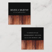 Rustic Wood Black Vierkante Visitekaartje (Voorkant / Achterkant)