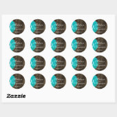 Rustic Wood Blauwgroen Daisy Wedding Favor Sticker (Vel)