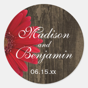 Rustic Wood Blauwgroen Daisy Wedding Favor Sticker