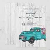 Rustic Wood  Blauwgroen Truck Boho Wedding Kaart (Voorkant / Achterkant)