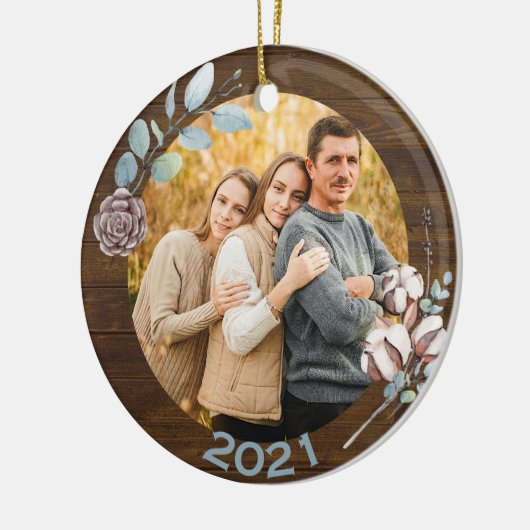 Rustic Wood Blik kerstfeest Keramisch Ornament (Links)