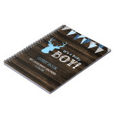 Rustic Wood Blue Deer Boy Baby shower Livre d'or (Côté gauche)