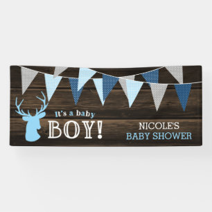 Rustic Wood Blue Deer Boy Baby shower Spandoek