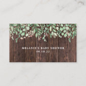 Rustic Wood Blush Floral baby shower Informatiekaartje (Achterkant)