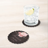 Rustic Wood Blush Floral String Lights Wedding Kartonnen Onderzetters (Insitu)