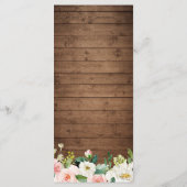 Rustic Wood Blush Pink Floral Wedding Menu (Achterkant)