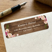 Rustic Wood Blush Pink Romantic Floral Etiket