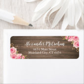 Rustic Wood Blush Pink Waterverf Floral Etiket (Insitu)