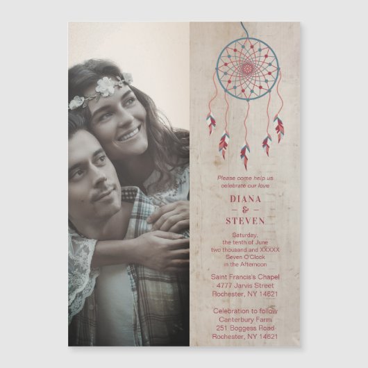 Rustic Wood Boho Dreamcatcher Photo Couple Wedding (Voorkant)