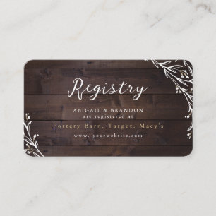 Rustic Wood Boho Floral country bridal Registry Informatiekaartje