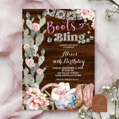 Rustic Wood Boots and Bling Birthday Kaart