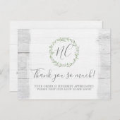 Rustic Wood & Botanical Leaf Branches Dank je Briefkaart (Voorkant / Achterkant)