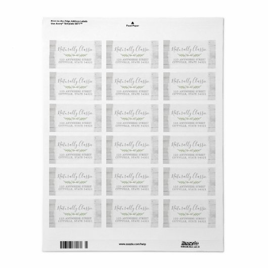 Rustic Wood & Botanical Leaf Branches Green Wreate Etiket (Full Sheet)