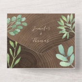 Rustic Wood Botanische bruiloft All In One Uitnodiging (Achterkant)