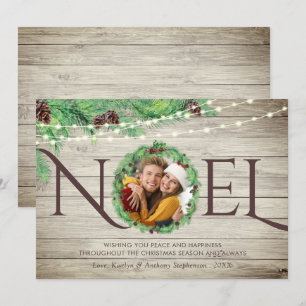 Rustic Wood Botanische Pijn met 1 NOEL Feestdagenkaart