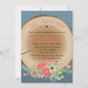Rustic Wood Bouquet - Wedding Shower Uitnodiging