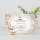 Rustic Wood Bruids Tea Party Uitnodigingen (Staand voorkant)