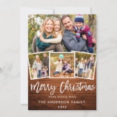 Rustic Wood Brush Script 4 FotoKerstmis Feestdagenkaart (Voorkant)