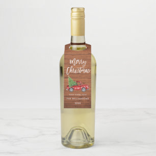 Rustic Wood Brush Script Kerstmis Truck Flessenhanger