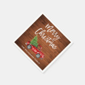 Rustic Wood Brush Script Kerstmis Truck Servet (Hoek)