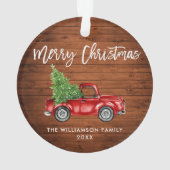 Rustic Wood Brush Script  Red Truck Ornament (achterkant)