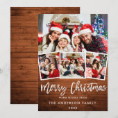 Rustic Wood Brush Script Star 4 Kerstmis foto Feestdagenkaart (Voorkant / Achterkant)