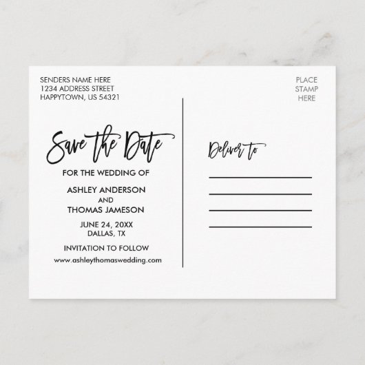 Rustic Wood Brush Script Sunflower Save the Date Briefkaart (Achterkant)