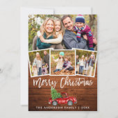 Rustic Wood Brush Script Truck 4 Foto Feestdagenkaart (Voorkant)