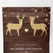 Rustic Wood Buck en Doe Romantische Herten Huwelij Drieluik Uitnodiging (Binnenzijde eerst)