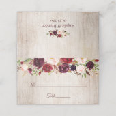 Rustic Wood Burgundy Blush Floral Wedding Table (Buitenkant ongevouwen)