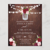 Rustic Wood Burgundy Blush Pink Rose Mason Jar Flyer (Voorkant)