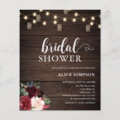 Rustic Wood Burgundy Blush Script Vrijgezellenfees Flyer (Voorkant)