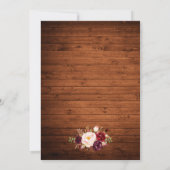 Rustic Wood Burgundy Floral Calligraphy Wedding Kaart (Achterkant)