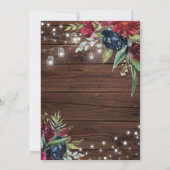 Rustic Wood Burgundy Floral heeft de datum opgesla Save The Date (Achterkant)