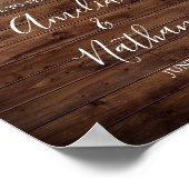 Rustic Wood Burgundy Floral Lights Wedding Poster (Hoek)