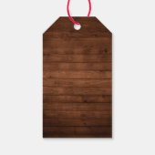 Rustic Wood Burgundy Floral Mason Jar Wedding Cadeaulabel (Achterkant)